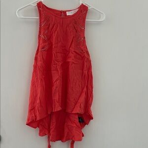 Astr Coral Sleeveless Top with Lace Accents